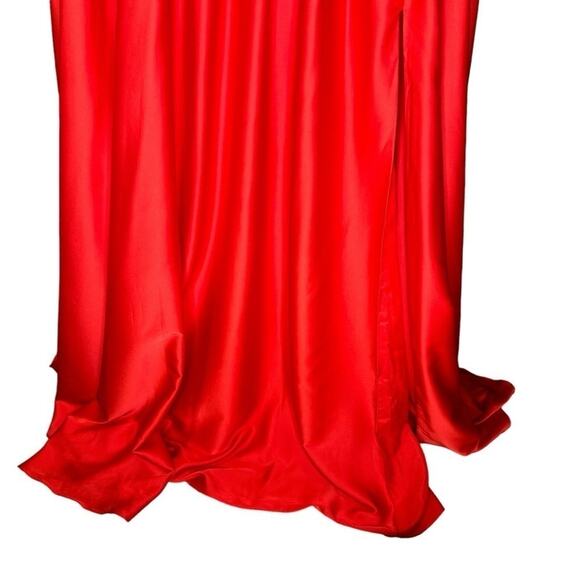 Mac Duggal Cherry Red Rosette Halter Chiffon Evening Gown 14 - Picture 7 of 12